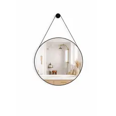 Espelho Adnet Redondo 30cm e 60cm com Alça em Couro Decorativo de Parede