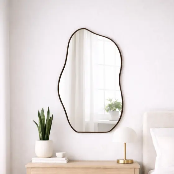 Espelho Orgânico Decorativo 40x95 com Moldura em Couro Flame
