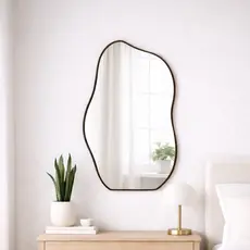 Espelho Orgânico Decorativo 40x95 com Moldura em Couro Flame