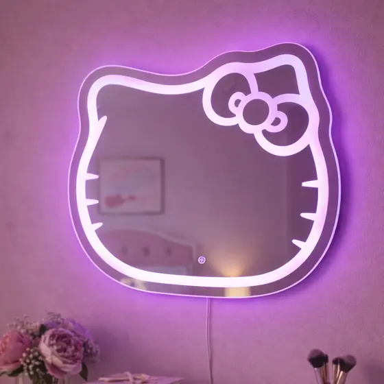 Espelho Infantil Gatinho 70x65cm LED Touch 3 Cores Decorativo