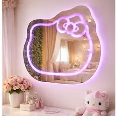 Espelho Infantil LED 70x65 Decorativo 3 Cores Azul Lilás Verde