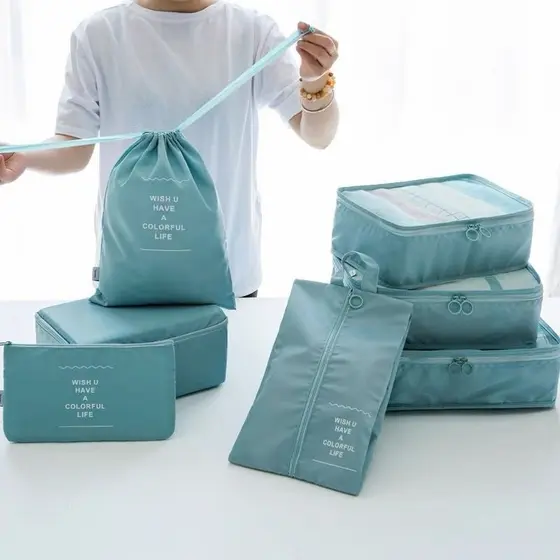 Kit 7 Pecas Organizadoras De Mala Para Roupas Bagagem Viagem Necessaire