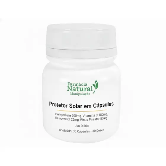 Protetor Solar Polypodium Leucotomos Pinus Pinaster Vitamina C Resveratrol Cápsulas