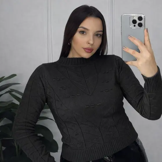 Blusa Feminina Manga Longa Modal Cascata | Em Detalhes De Pipoca Em Gola V