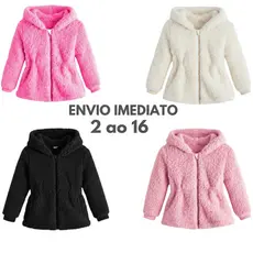 Blusa de frio Menina Infantil Pelinho com Capuz feminina TOUCA Tedy Casaco Teddy Ted JAQUETA INFANTIL Roup Frio Moletom