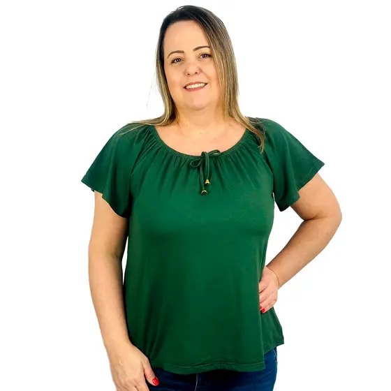 Blusa Feminina Ciganinha Manga Curta Lisa
