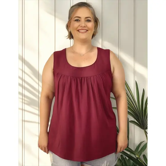 Blusa Feminina Plus Size Regata Senhora Bata Lisa