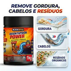 Desentop Removedor Entupimentos Blackfoxx 1Kg Ralos Pias Tubos Cozinha Banheiro Ação Imediata