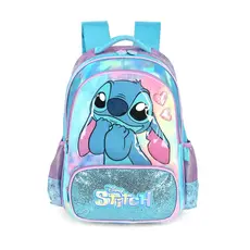 Mochila Escolar Costas Stitch Disney Meninas Holográfico