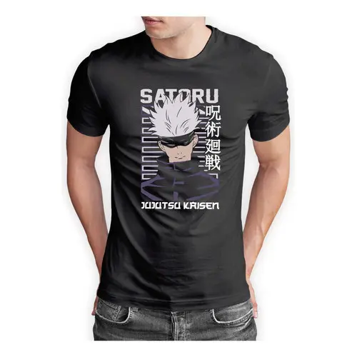 Camiseta Gojo Satoru Jujutsu Kaisen Anime Desenho Malha Top