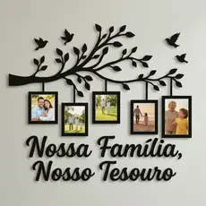 Decoração Sala Quadro Porta Retrato Parede Decorativo Mdf 40x70 Árvore Molduras Foto Família