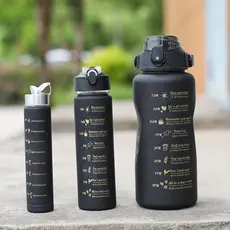 Kit 3 Garrafa Agua Squeeze Galão Com Adesivos Lembretes beber Agua