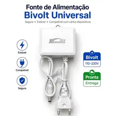 Fonte de Alimentação 12V 2A Bivolt para Câmera de Segurança à prova d'água Plug 5,5mm