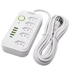 Extensão 5 Metros Bivolt 5 Tomadas E 4 Usb 1 Pd Led Bivolt Com botão