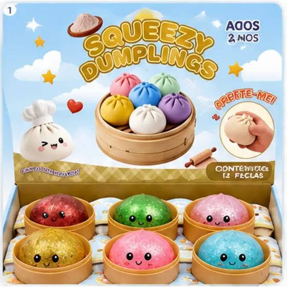 Squishy Brinquedo Surpresa Antiestresse Bolinho Fofinho Macio Com Glitter Para Apertar