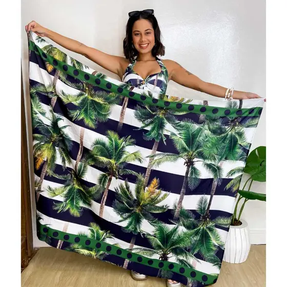 SAIDA praia canga pareo na cedinha estampada praia piscina