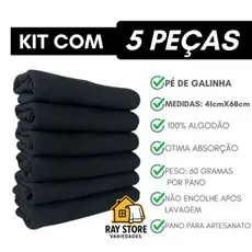 KIT 5 PANOS De Prato PRETO ou VERMELHO Pé De Galinha  - 100% Algodão