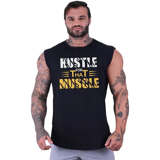 Regata Machão Longline Masculina MXD Conceito Academia Musculação Hustle The Muscle Exclusivas