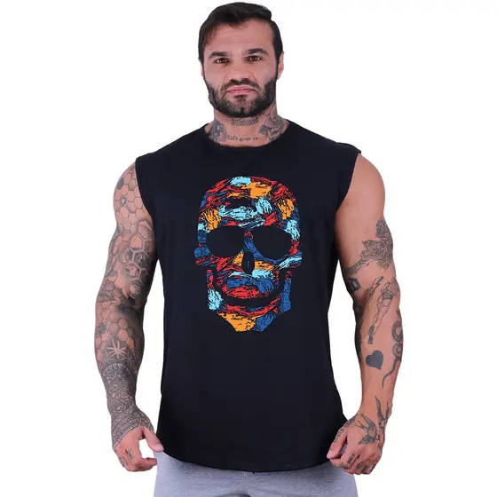 Regata Machão Longline Masculina MXD Conceito Academia Musculação Carta Reis Estampas Exclusivas