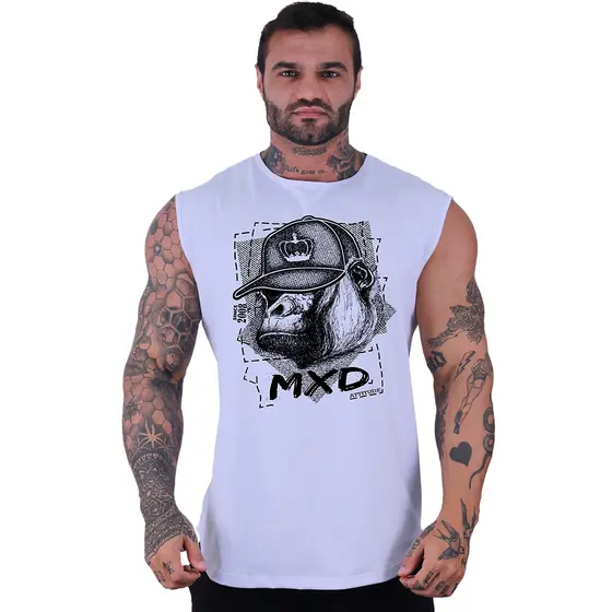 Regata Machão Longline Masculina MXD Conceito Academia Musculação No Days Off Estampas Exclusivas