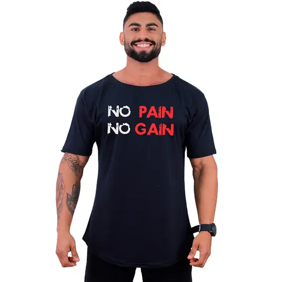 Camiseta Morcegão MXD Conceito Oversized Academia Treino No Pain No Gain Horizontal Morcego