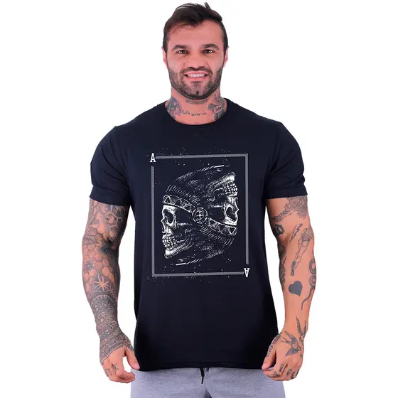 Camiseta Tradicional Masculina MXD Conceito Malha 30.1 Penteada Academia Halteres Fitness Treino