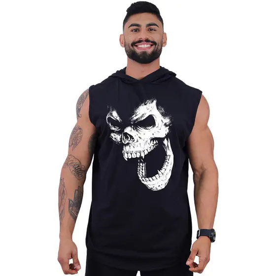 Regata Longline Com Touca Masculina MXD Conceito Academia Musculação Gorila Skull Estampadas