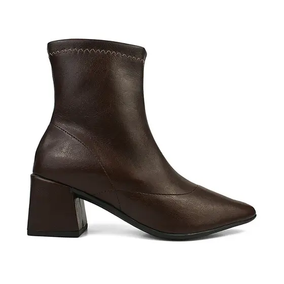 Bota Feminina Salto Bloco Streche Cano Curto Bico Fino Casual Country