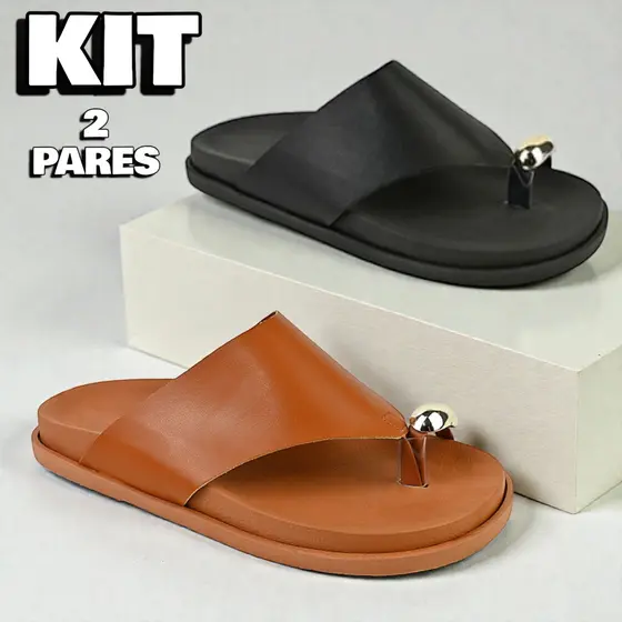 Kit 2 Sandálias Femininas Papete Birken Luxo Estilo Blogueirinha Conforto Moda Verão Dia a Dia