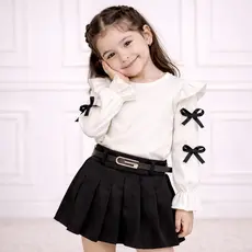 KIT 3 PEÇAS Conjunto infantil Blusa + short saia e Cinto moda tendencia  inverno-frio 2026