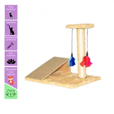 Brinquedo para Gato Arranhador com Pena e Rampa Poste Sisal