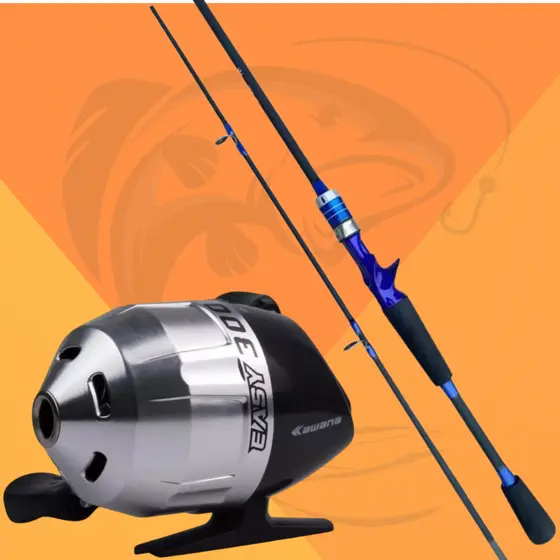 Kit Pesca Esportiva Carretilha Spincast Kawana- Vara Carbono 1,80m Pesca Iniciante Profissional