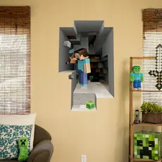 Adesivo 3D Buraco na Parede - Efeito Realista | Decoração Temática e Criativa Steve