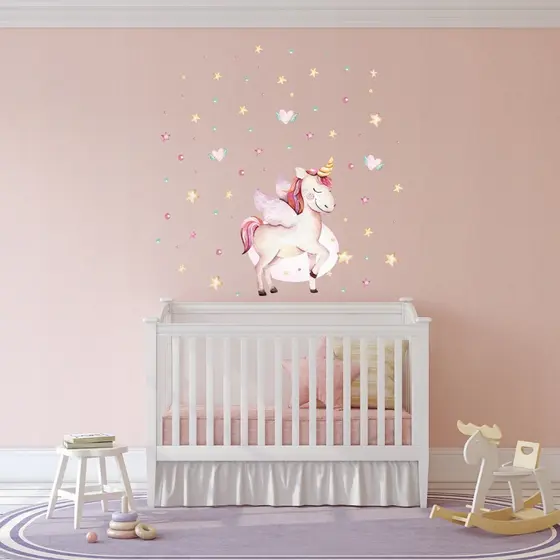 Adesivo de Parede Unicórnios – Ideal para Quarto de Bebê ou Infantil