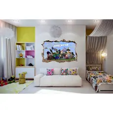 Adesivo 3D Buraco na Parede - Efeito Realista | Decoração Temática e Criativa Minecraft