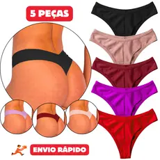 Kit 3 ou 5 Calcinha Fio Duplo Dental Levanta Bumbum Confortável NÃO MARCA Fio Dental Forrada
