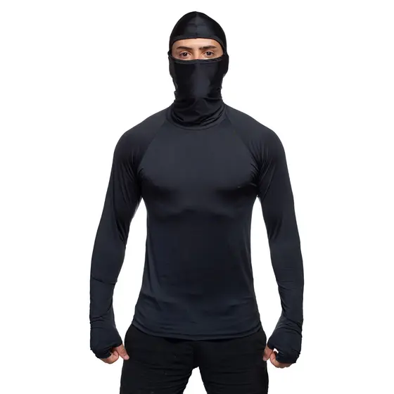 Camisa Com Proteçao Termica Uv50+ Segunda Pele Masculina Touca Capuz Motoqueiro