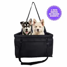 Cadeira Assento Pet Elevado Para 2 Cachorros ou Gatos Juntos no Carro Transporte Seguro