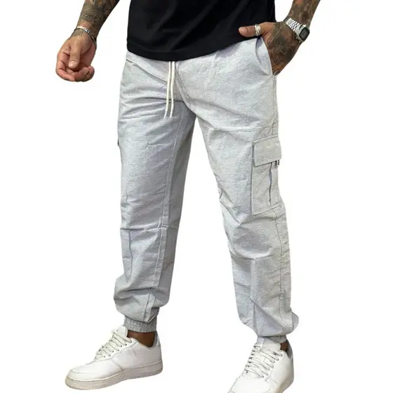 Calça Jogger Cargo Linho Masculina Tendencia Sofisticada