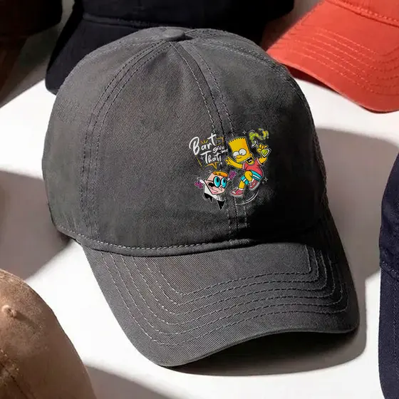 Boné masculino baseball Bart Simpson e Milhouse Amigos Streetwear