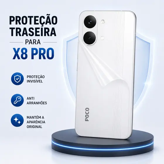 Película de Hidrogel Traseira Para Xiaomi Poco X8 Pro - Verso