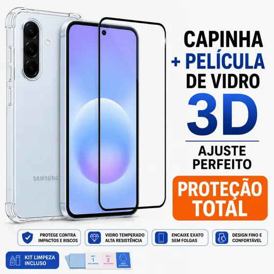 Kit Para A57 Capinha + Película Samsung Galaxy A57 - Vidro temperado e Capinha Transparente