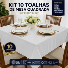 Kit Toalhas de Mesa Oxford 1,50x1,50 Quadrada Cobre Mancha para Festa Buffet Casamento Eventos