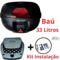 Baú Bauleto (Moto) GOW G33 33 Litros Preto Com Refletor Vermelho