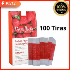 100 Tiras de Cera Depilatória Facial Morango 50 Pares Unidades Sobrancelhas Buço — Prontas para Uso Depilflax