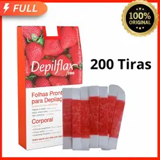 200 Tiras de Cera Depilatória Facial Morango 100 Pares Unidades Sobrancelhas Buço — Prontas para Uso Depilflax