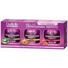 Kit Dabelle 3 Máscaras Meu Cronograma Perfeito Tratamento Creme Hidratação Nutrição Reconstrução 1200g