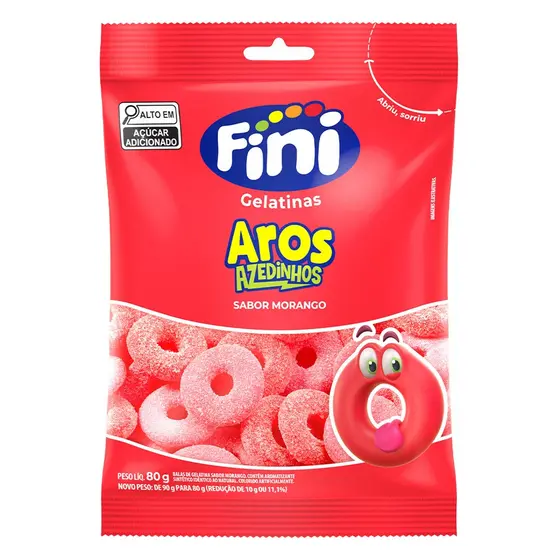 Aros de Morango Azedinhos 80g - Fini