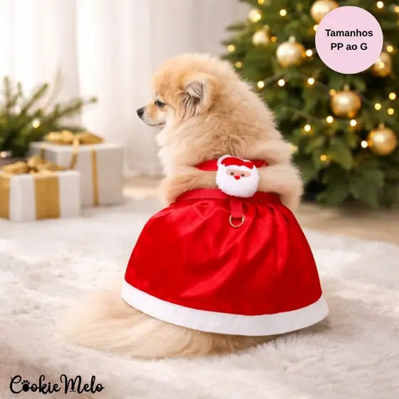 Roupa Pet Natal Peitoral Vestido Papai Noel Pet Cachorro Gato Peitoral Fêmea Passeio Viagem Festas