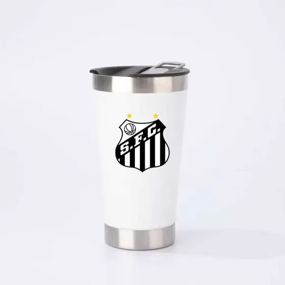 ENVIO IMEDIATO - Copo Térmica de Time/ SANTOS / Personalizado com tampa e abridor 473ml-PROMOÇÃOTOPNOVA